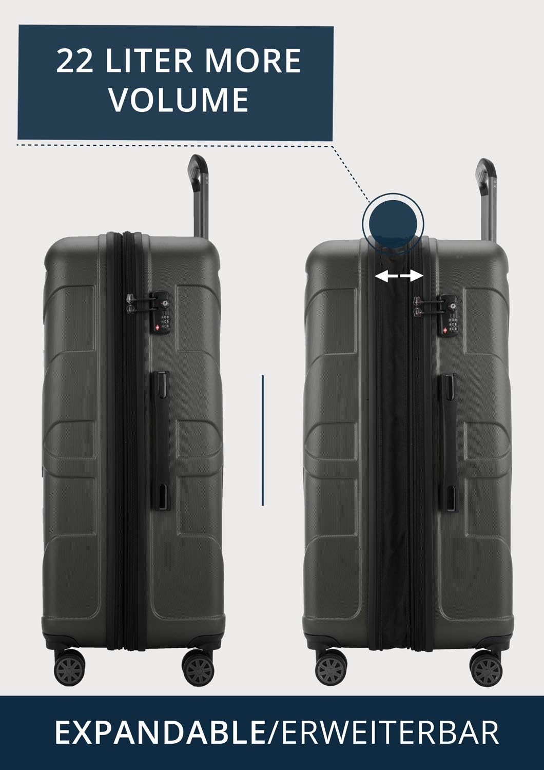 suitline - Grosser Hartschalen-Koffer Koffer Trolley Rollkoffer XL Reisekoffer, TSA, 76 cm, ca. 96-1