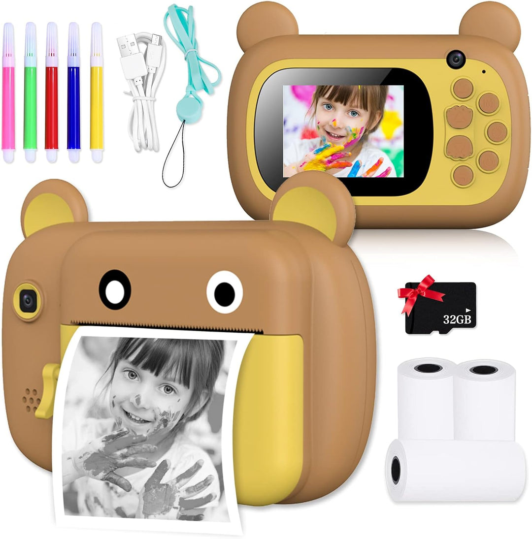 SUPBRO Kinderkamera 2.4 Zoll HD Bildschirm Print Sofortbildkamera 1080P mit 32GB TF Karte für 4 5 6