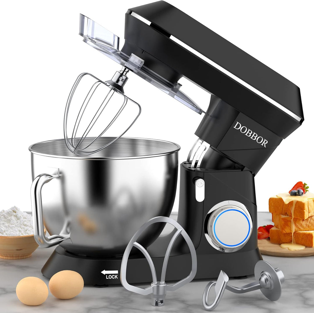 9.5L Küchenmaschine Knetmaschine 1500W, DOBBOR Rührmaschine mit Rührbesen, Knethaken, Schlagbesen, S