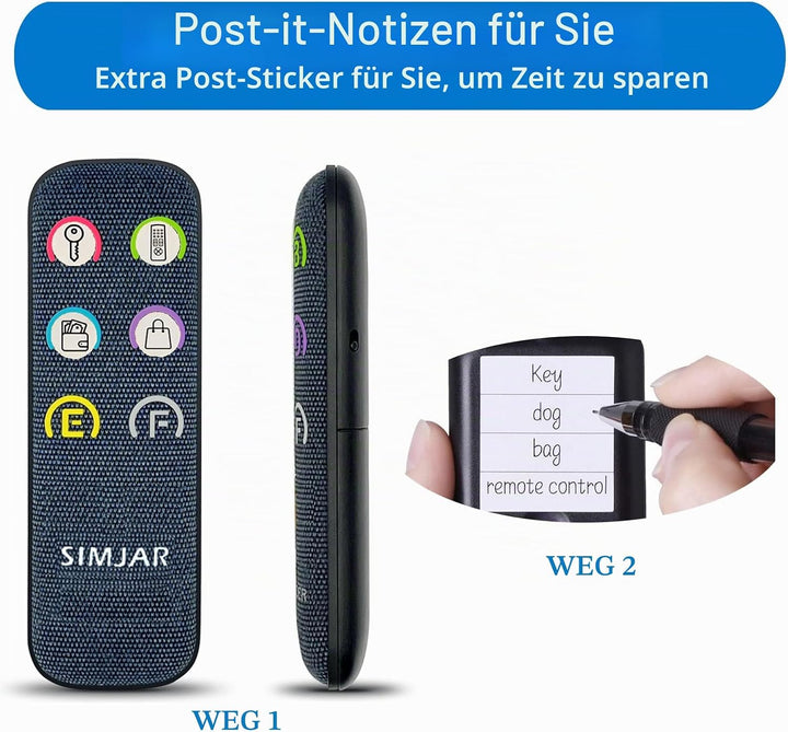 Schlüsselfinder mit dünneren Empfängern und fortschrittlichen Stofffernbedienungen, SIMJAR 80dB+ RF