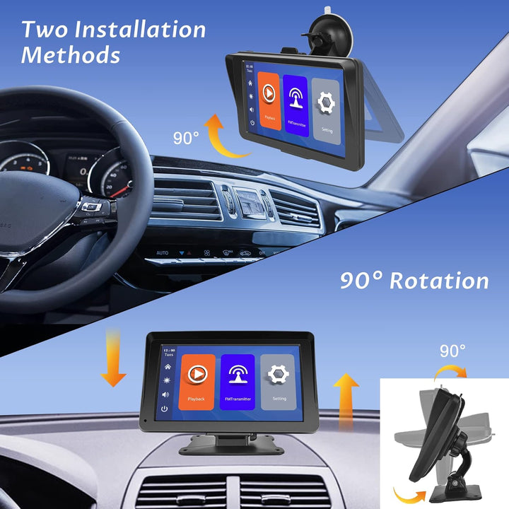 Hodozzy Wireless Carplay Android Auto Tragbarer Bildschirm, 7 Zoll Touchscreen mit AirPlay/Mirror Li