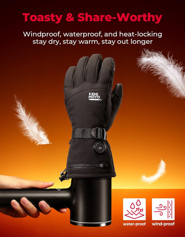 KEMIMOTO Beheizbare Handschuhe mit 2500mAh Akku, Elektrisch Winter Thermohandschuhe Herren und Damen