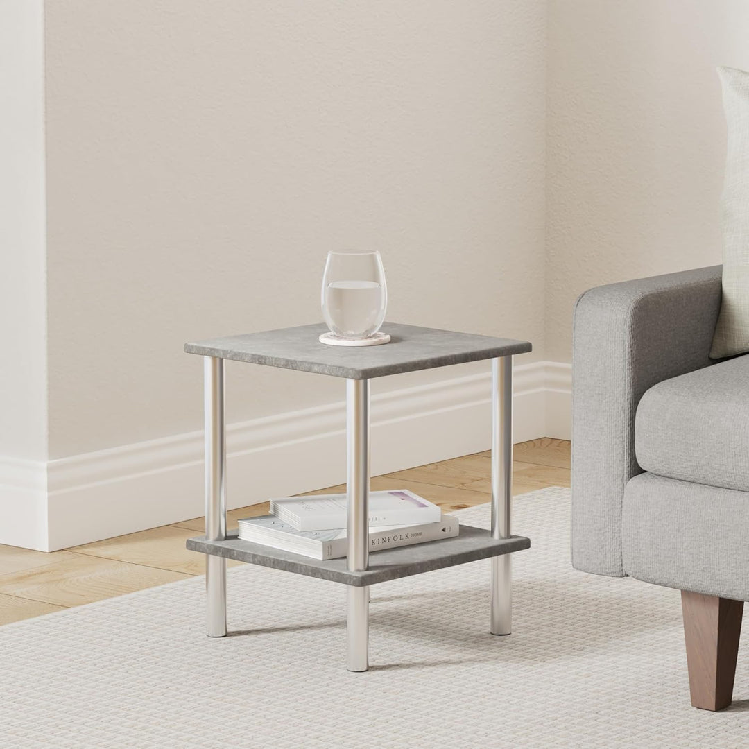 HAKU Möbel Beistelltisch, MDF, chrom-betonoptik, B 39 x T 39 x H 47 cm, Chrom-betonoptik