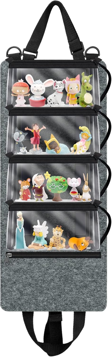 Annmore Regal für Tonies Hörfiguren Display, mit 4 Transporttasche für 20 Toniebox Figuren, Organize
