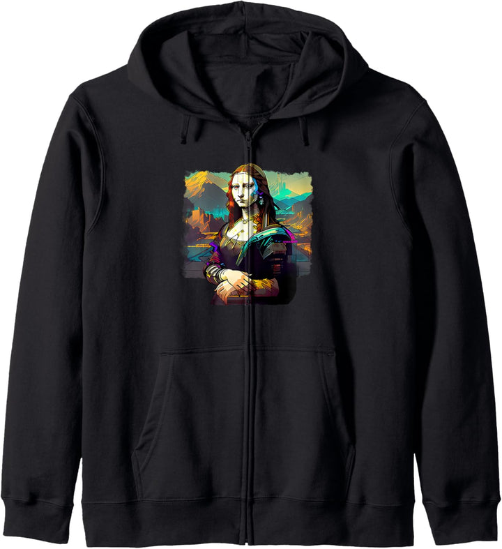 Cyberpunk-Ästhetik - Cyberpunk Mona Lisa - Berühmte Malerei Kapuzenjacke