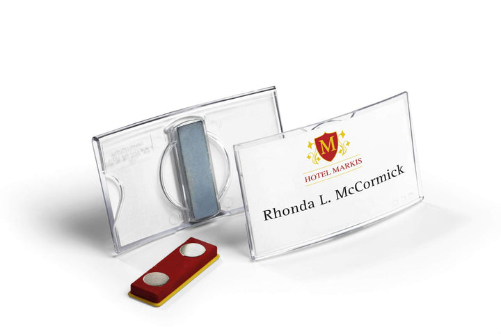 Durable Namensschild konvex (mit Magnet, 40 x 75 mm) Packung à 25 Stück, transparent, 812319, Magnet