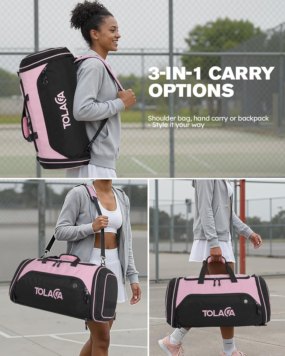Tolaccea Sporttasche 56–70L für Herren & Damen – Erweiterbare Reisetasche mit Schuhfach & Nassfach,