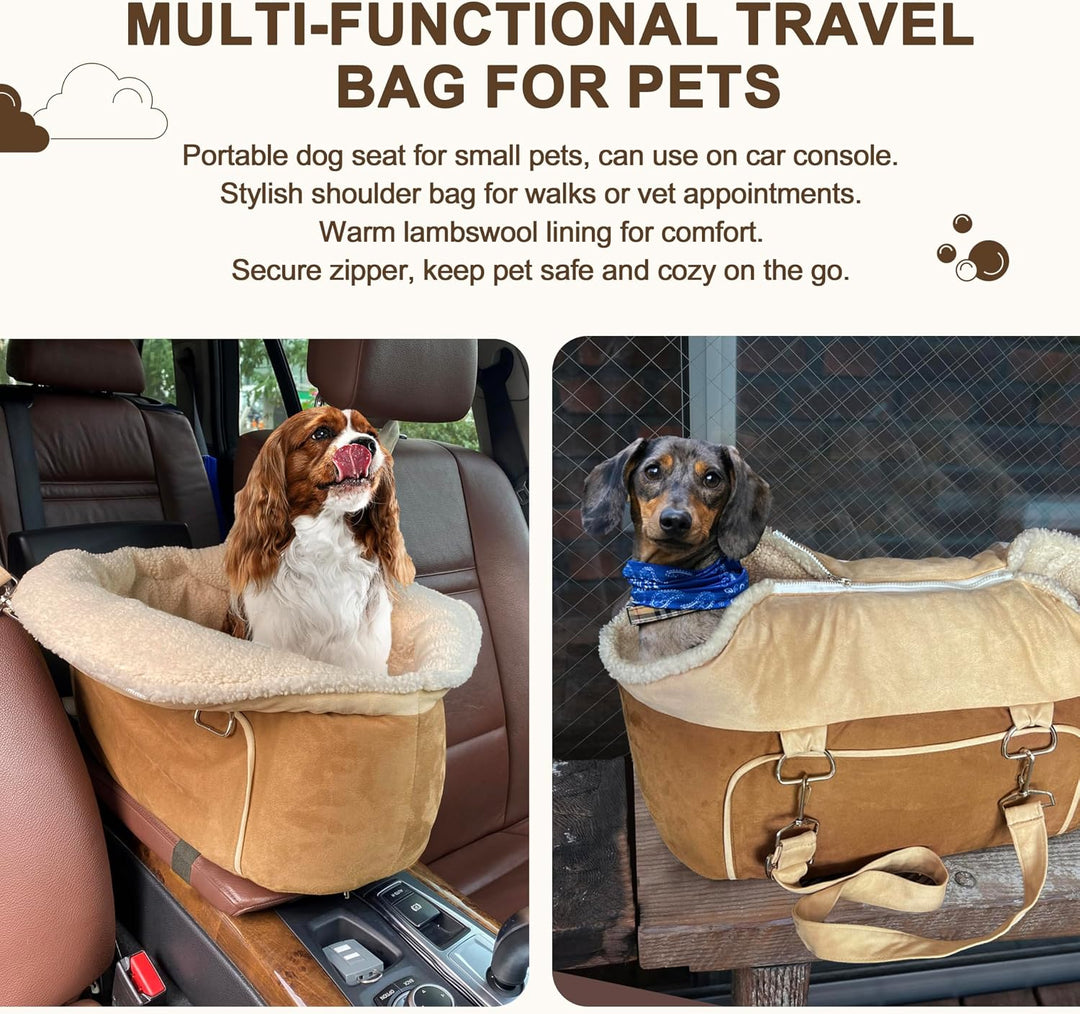 Warm Hunde Autositz Mittelkonsole für Kleine Hunde Hundekorb Hundebett Auto unter 6 kg, Gemütlich Hu