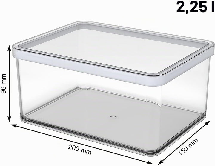 Rotho Loft rechteckige Vorratsdose 2.25l mit Deckel und Dichtung, Kunststoff (SAN) BPA-frei, transpa