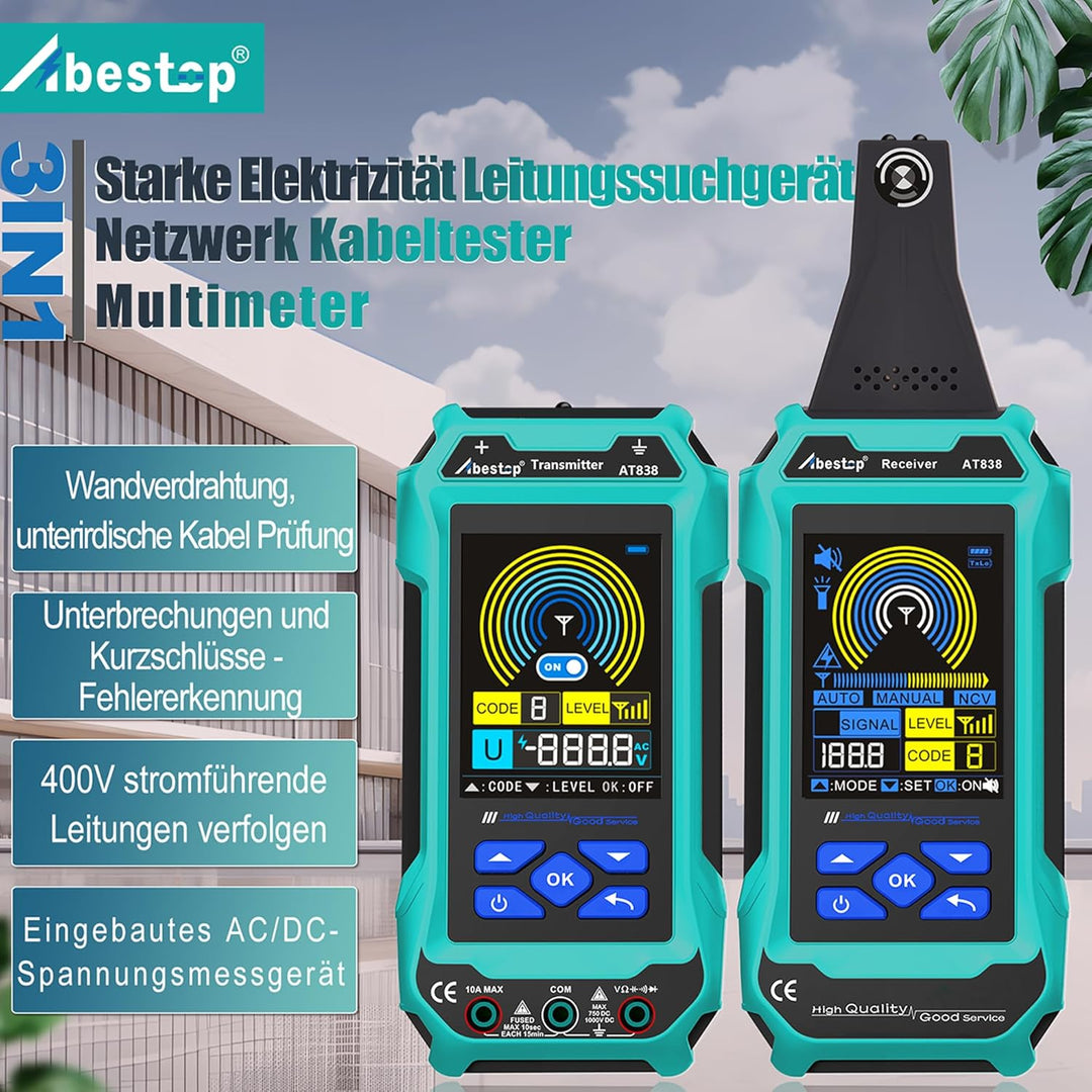 AT838 Abestop Multifunktionale Kabeltester Locator Circuit Tracer mit Multimeter-Funktion, Undergrou
