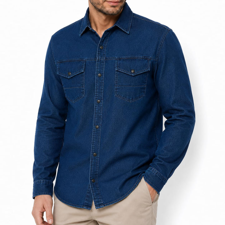 Red Bridge Herren Hemd Jeanshemd Freizeithemd Premium Denim Chest Pocket S Dunkelblau, S Dunkelblau