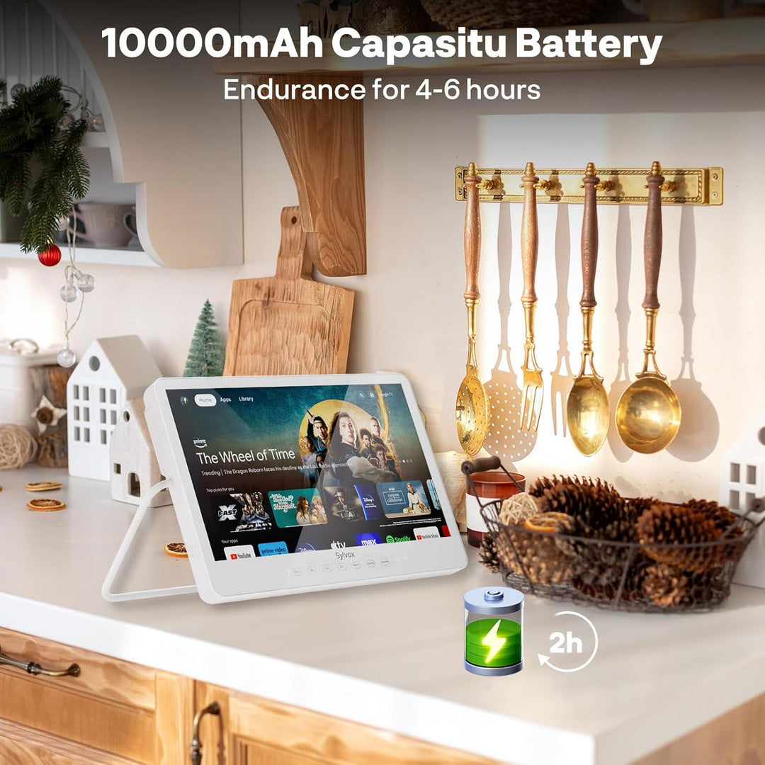 SYLVOX Tragbarer Fernseher 15,6 Zoll | Google TV, 10000 mAh Akku (6h Laufzeit) | IP66 Wasserdicht |