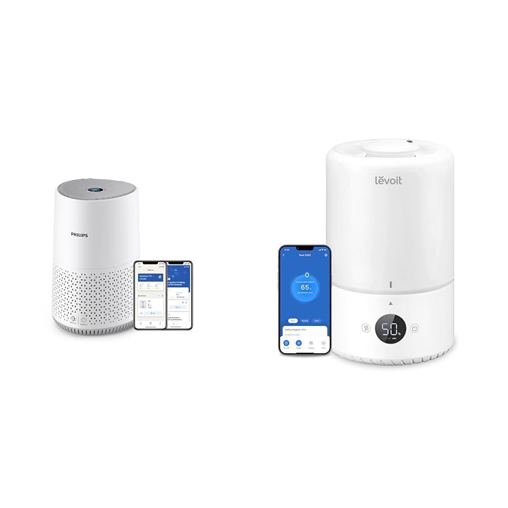 Philips Luftreiniger 600-Serie, energieeffizient mit Smart Sensor & LEVOIT 3L Top Fill Luftbefeuchte