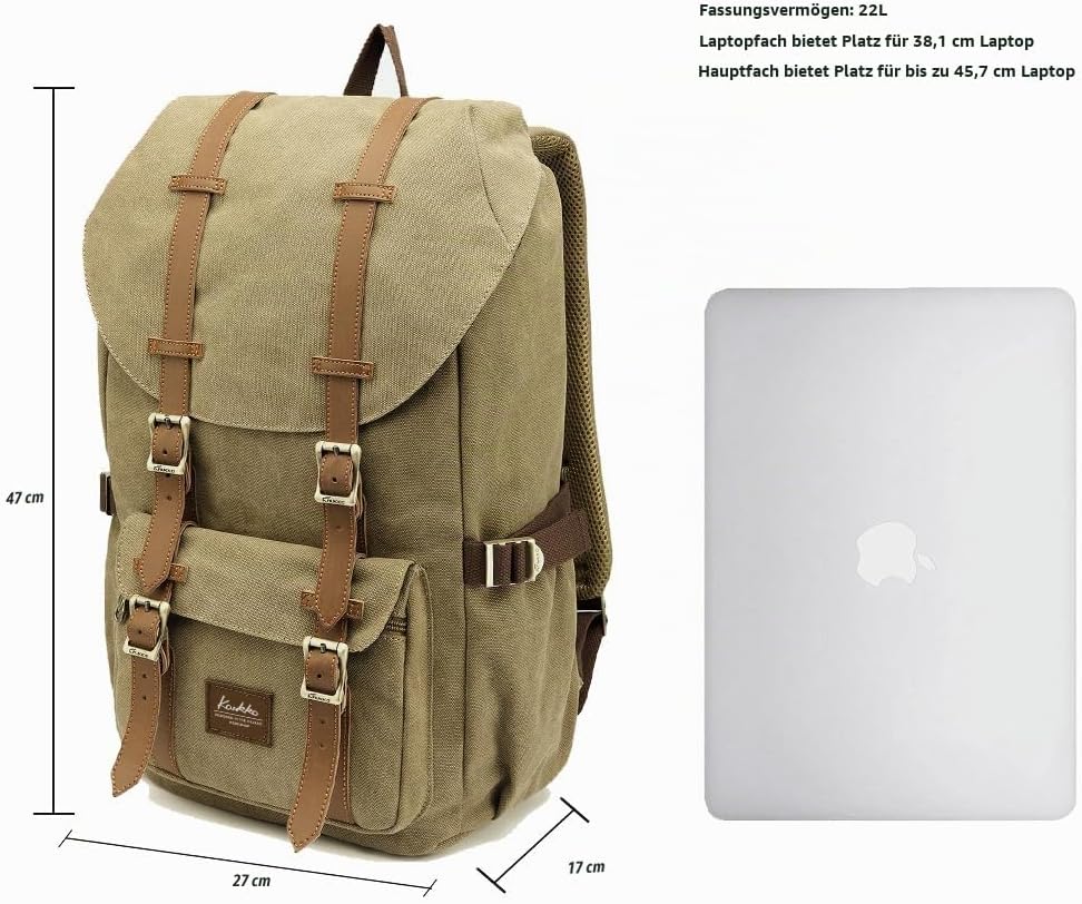 KAUKKO Unisex Ep5 Rucksack 45 x 27 x 17cm (HxBxT) (Ckhaki 2pcs), 45 x 27 x 17cm (HxBxT) (Ckhaki 2pcs