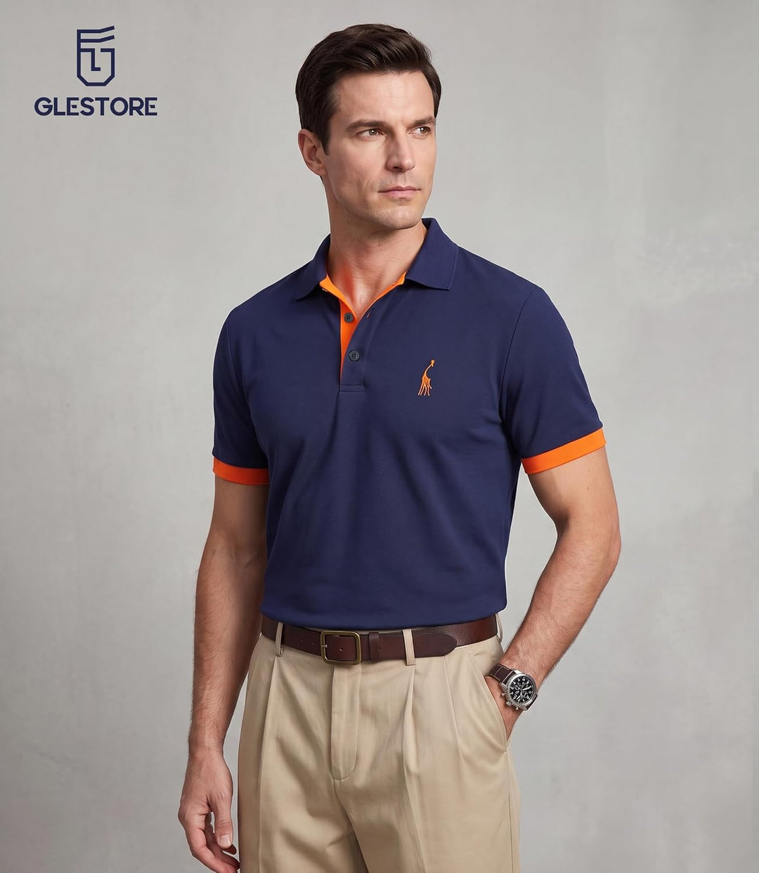 GLESTORE Poloshirt Herren Männer Hemd Herren Kurzarm Shirt Sommer XL A1-marine, XL A1-marine