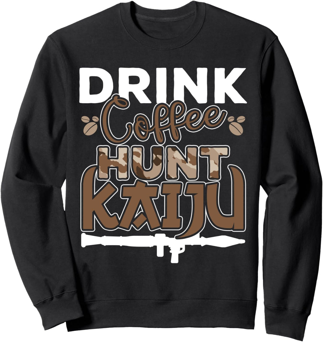 Lustige Kaiju Japanisches Monster Drink Coffee Hunt Kaiju Sweatshirt
