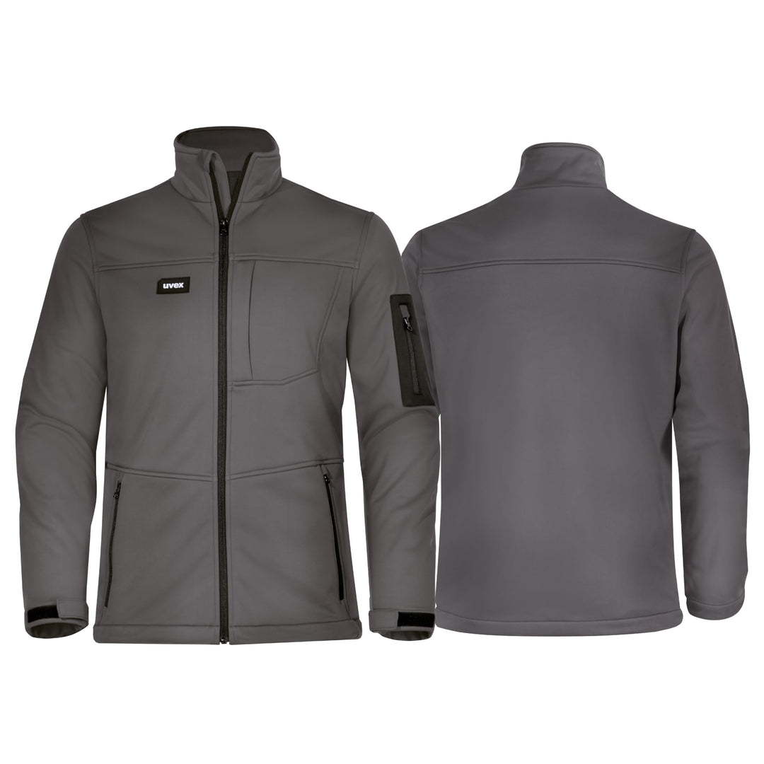 Uvex Echor Softshell-Arbeitsjacke für Herren - atmungsaktiv & wasserabweisend, Grau