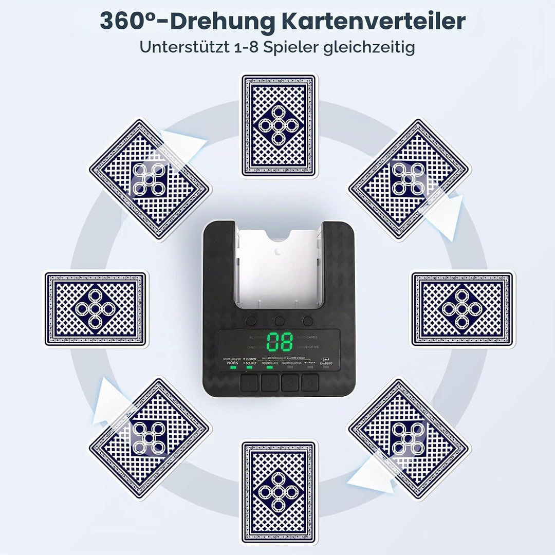 Automatische Kartenmischer und Kartensender, 2 in 1 Kartenmischmaschine und Austeiler 360° Drehung f