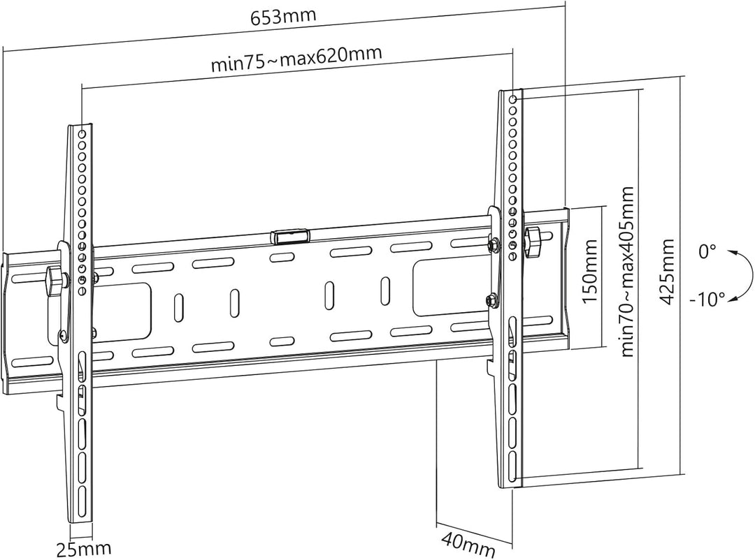 CAVO TV-Wandhalterung für 37-70 Zoll Bildschirme bis 50 kg | Max VESA 600 x 400 mm neigbare TV Halte