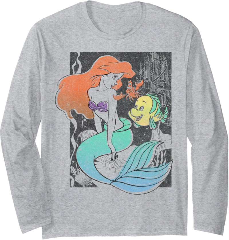 Disney The Little Mermaid Happy Ariel Sebastian Flounder Langarmshirt