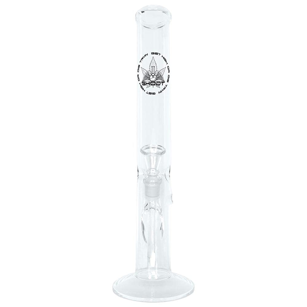 GHODT Bong aus Glas 40cm 50mm Durchmesser - 18.8 Chillum - Glasbong leicht abgewinkelt - grosser Sta