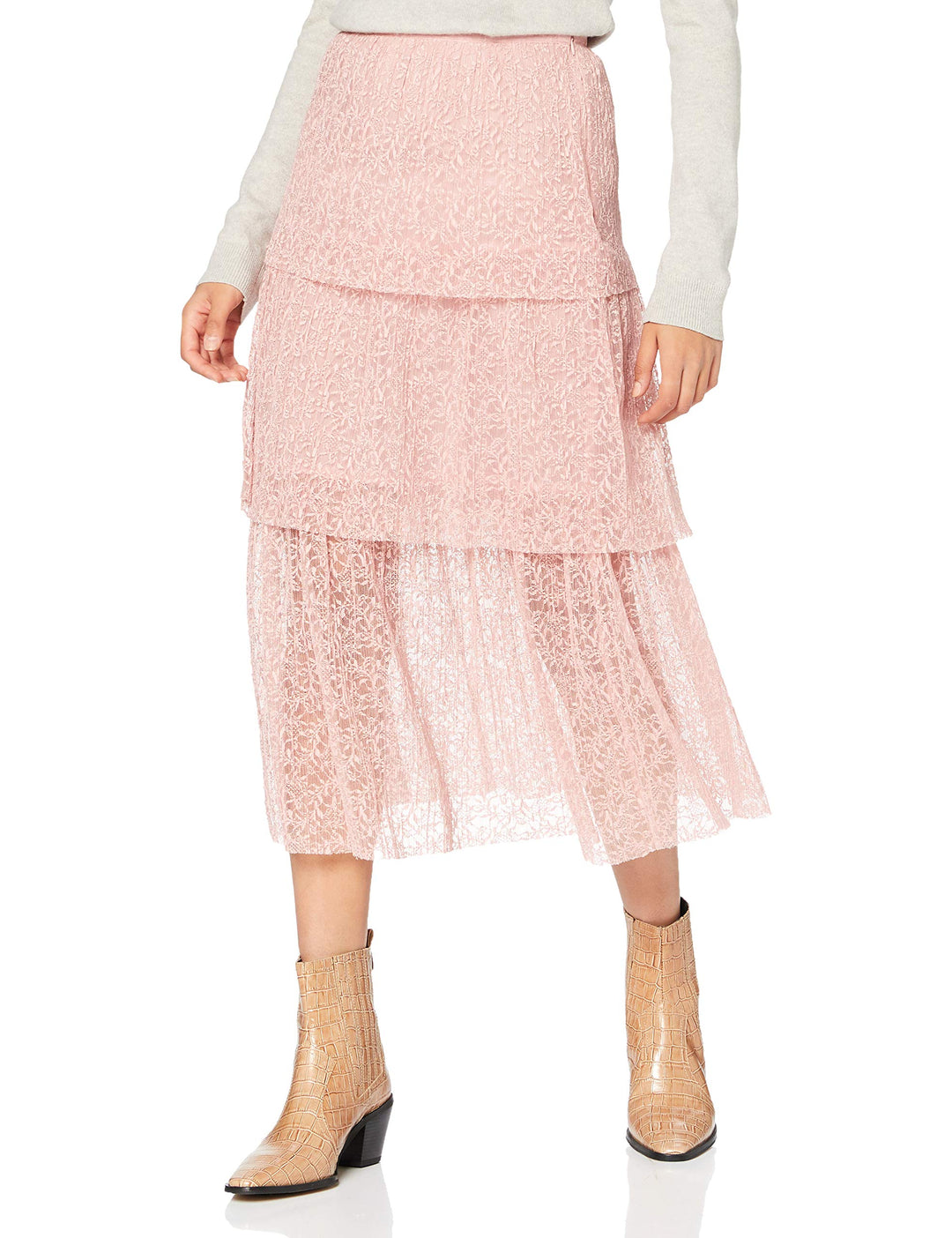 Miss Selfridge Petite Damen Blush Lace Tiered Skirt Rock, 10
