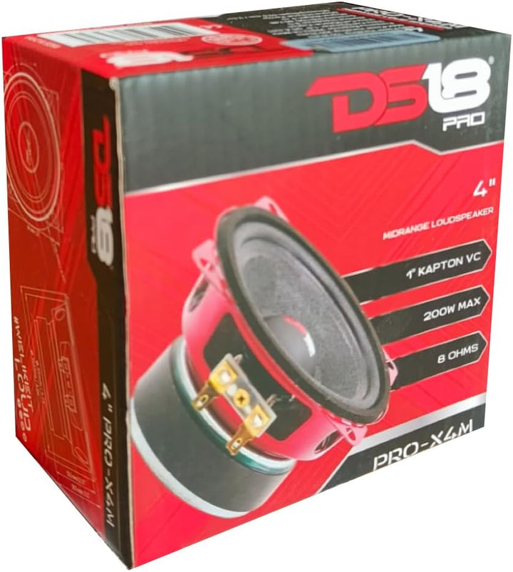 1 KIT-Set FÜR DS18 PRO-X4M 10 cm 100 mm Mitteltöner mit 4 Zoll Durchmesser, 100 Watt RMS und 200 Wat
