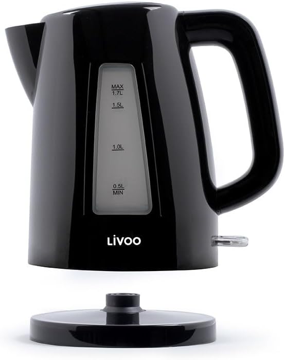 Bollitore - Livoo - Dod184n - 2200 W - 1,7 L - Base Girevole A 360? - Nero 1.7 Liter Schwarz, 1.7 Li