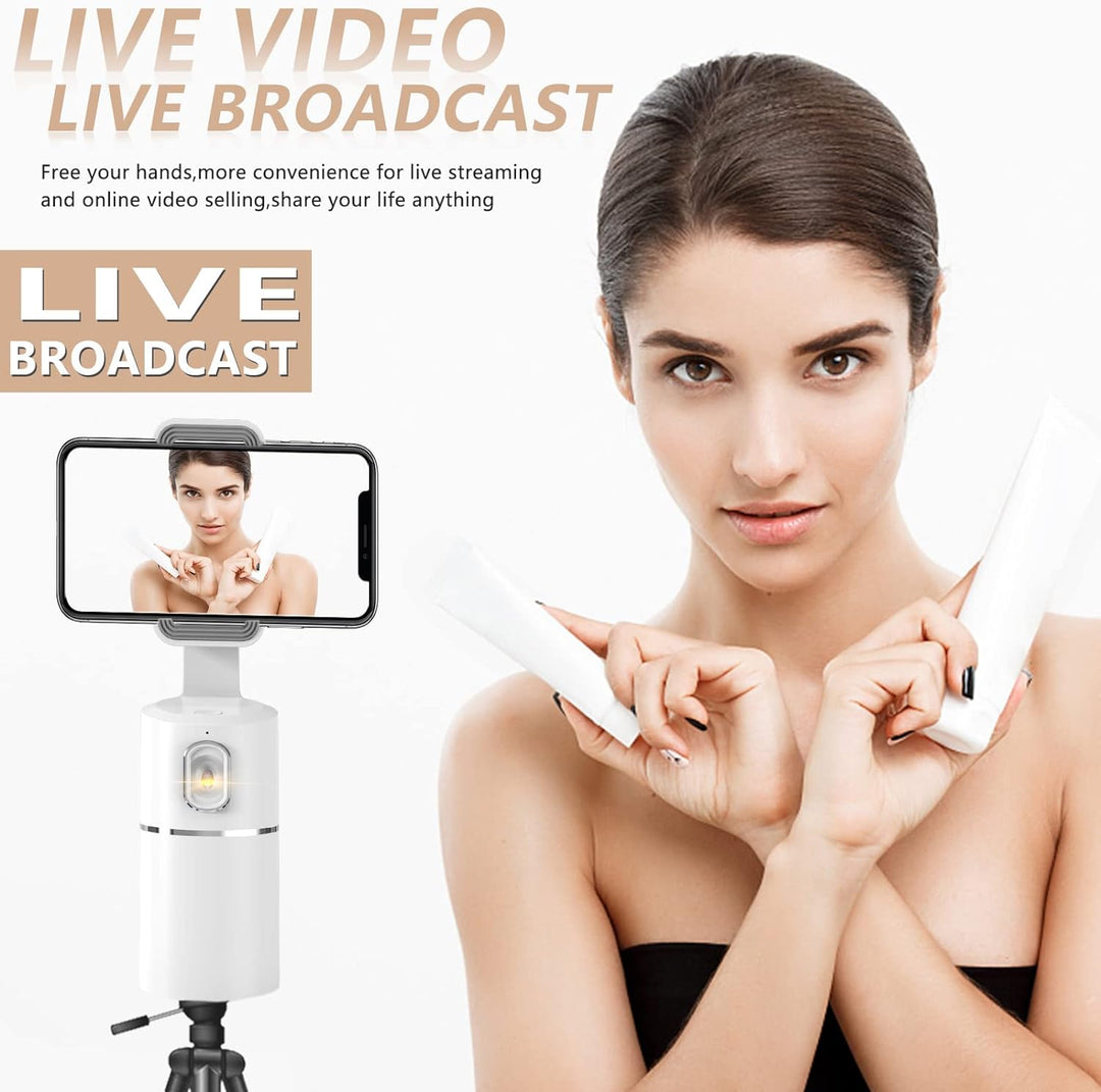 Handyhalterung für Smartphone,360 ° Drehbar Gesichts Tracker【Keine APP Erforderlich】 Selfie Stick,Ge
