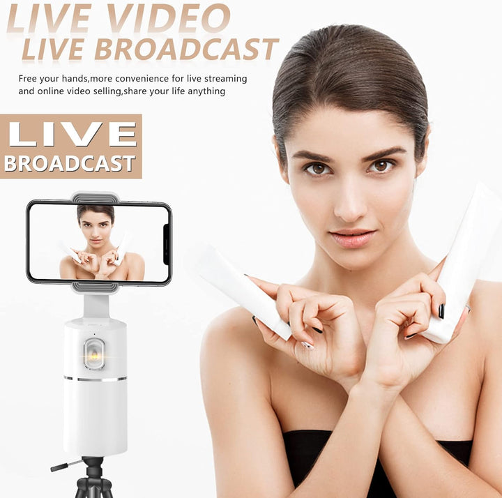 Handyhalterung für Smartphone,360 ° Drehbar Gesichts Tracker【Keine APP Erforderlich】 Selfie Stick,Ge