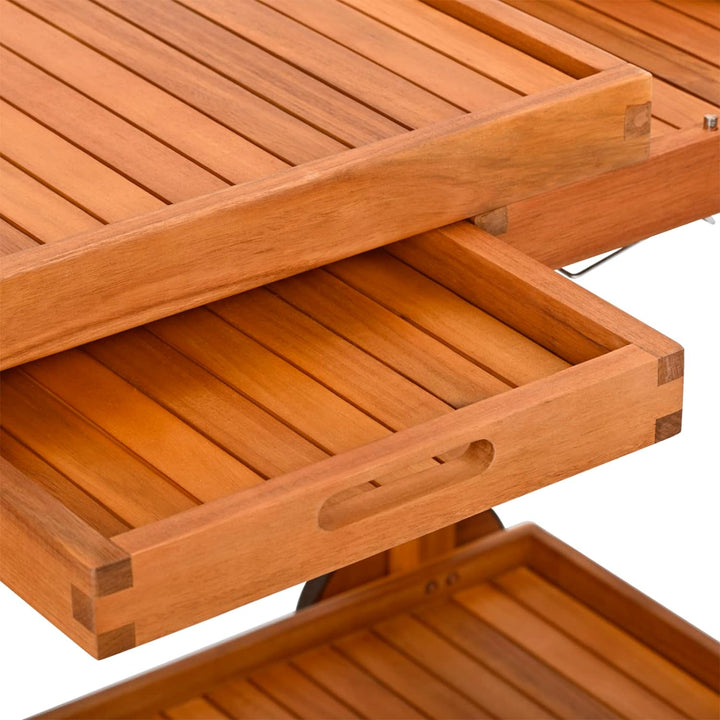 Outdoor Grill Trolley, Servierwagen für Garten, BBQ Beistelltisch, Tisch für Grill mit 2 Tabletts –