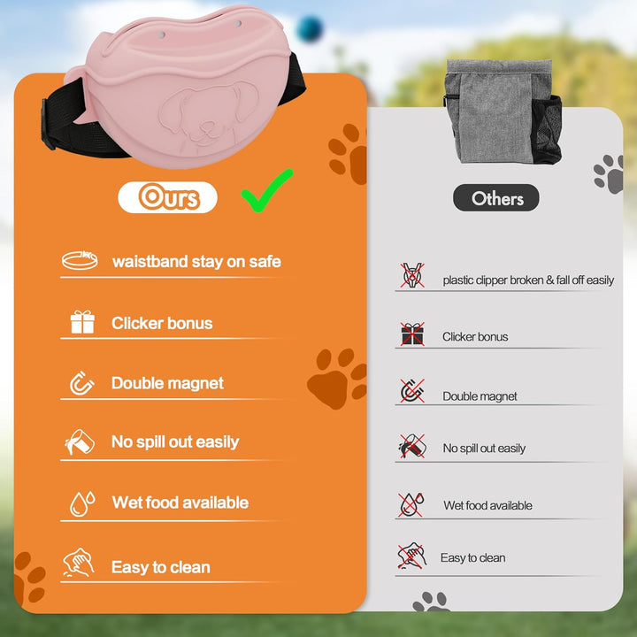 AWINNER Leckerli-Tasche für Hunde, Premium-Silikon, verbesserte 4 starke Magnete, verbesserter Magne