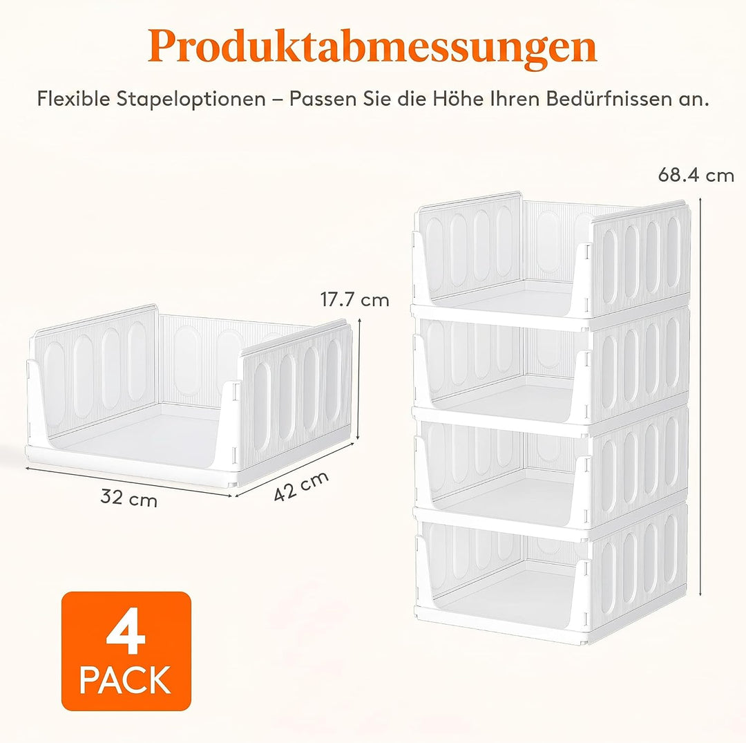 Lifewit 4er Set Stapelbare Kleiderschrank Organizer 42 cm Tief | Ausziehbar Kunststoff Ordnungssyste