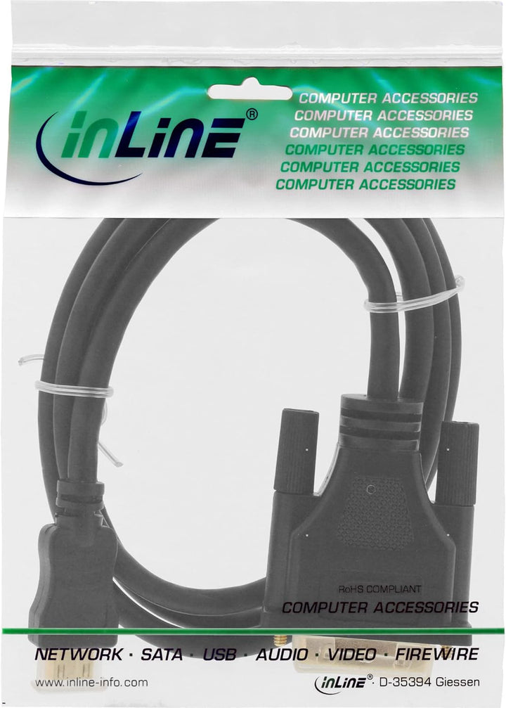 InLine 17476P Mini HDMI zu DVI Kabel, HDMI Stecker C zu DVI 18+1, verg. Kontakte, schwarz, 1,5m