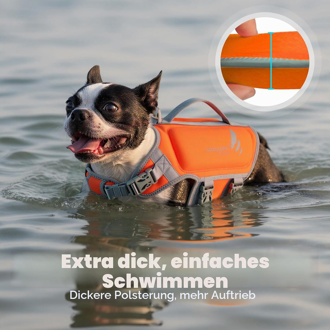 VIVAGLORY High Buoyancy Schwimmweste Hund, Rettungsweste, Hundeschwimmweste für Bootfahren, Schwimmh