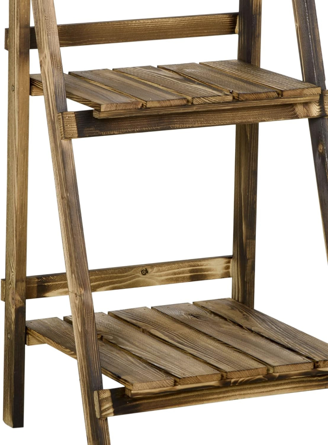 Outsunny 3-Etagen Pflanzenständer, klappbarer 93 cm hoch Blumenständer für Innen Aussen, Pflanzenreg