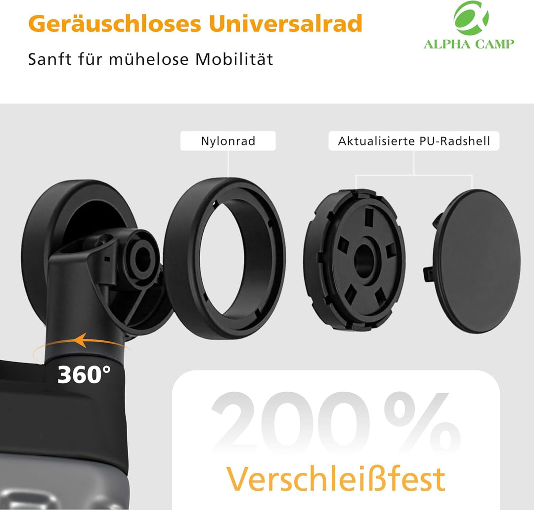 ALPHA CAMP Koffer Set M L Hartschalenkoffer Set Gross mit Rollen Suitcase Set Polycarbonat Aluminium