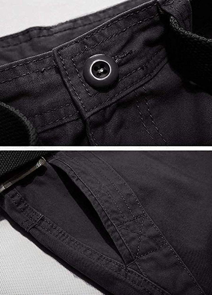 Herren Cargo Shorts Kurze Hose mit 6 Tasche Baumwolle Bermuda Short Stoffhose mit Reissverschlusstas