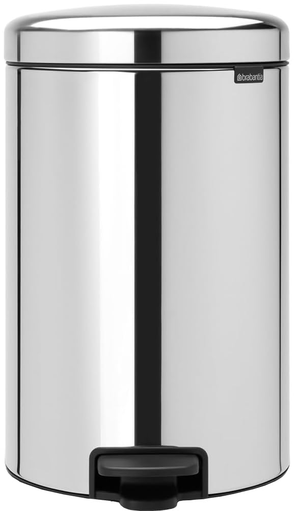 Brabantia 113987 Treteimer mit Inneneimer aus Kunststoff, stahl, Brilliant Steel, 20 Liter Brilliant