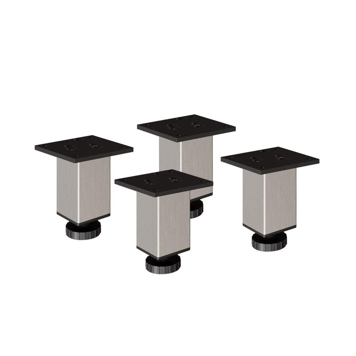 Sossai Exklusiv Möbelfüsse E4MF, höhenverstellbares 4er Set, Höhe: 100 mm, INOX, aus Aluminium 45 x