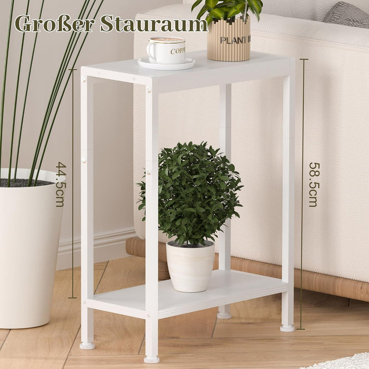 Schmaler Beistelltisch, Nachttisch, 2er Set, 2 Ablagen Nachttisch Schmal mit Stauraum, Sofa beistell