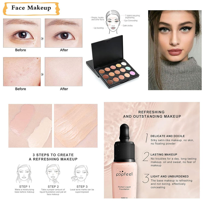 24St Schminkkasten Make-Up Set, Professionelles Kosmetische Schmink Set mit Lidschatten Lippengloss