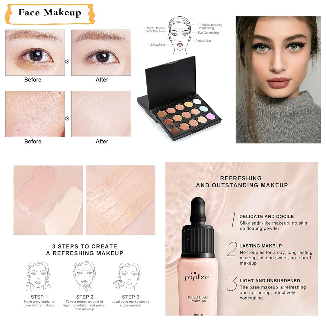 24St Schminkkasten Make-Up Set, Professionelles Kosmetische Schmink Set mit Lidschatten Lippengloss