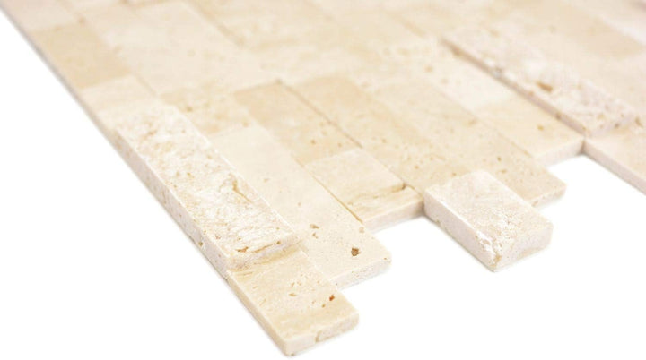 Selbstklebnde Mosaikmatte Verbund Naturstein Travertine beige für WAND KÜCHE Wandverblender Fliesens
