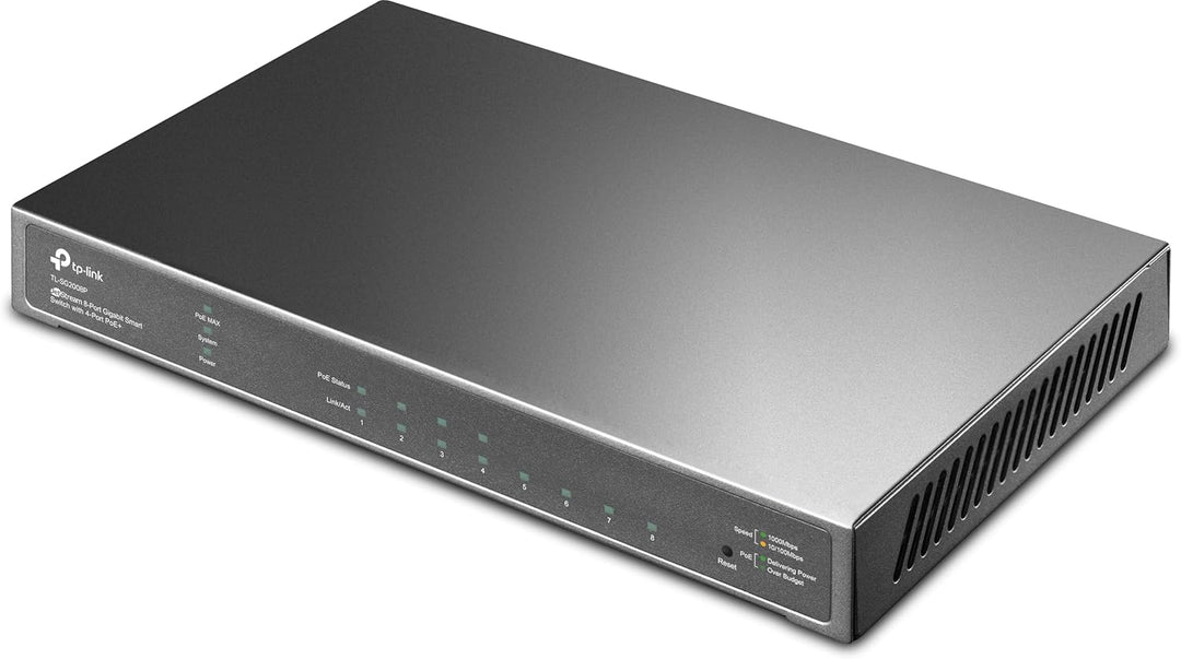 TP-Link TL-SG2008P 8-Port Smart Managed Netzwerk LAN Switch mit 4 PoE+ Ports (62 Watt, IEEE-802.3af/