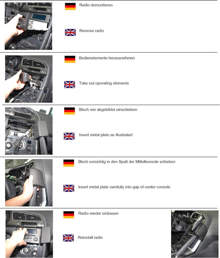 KUDA 085235 Halterung Kunstleder schwarz für Peugeot 3008 ab 07/2009 bis 2016, 085235