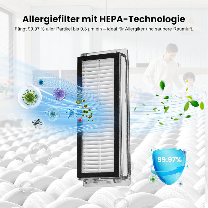 21 Stück Zubehör für Dreame L20 Ultra Saugroboter, Ersatzteile Set für L20 Ultra, 2 Hauptbürste, 6 S