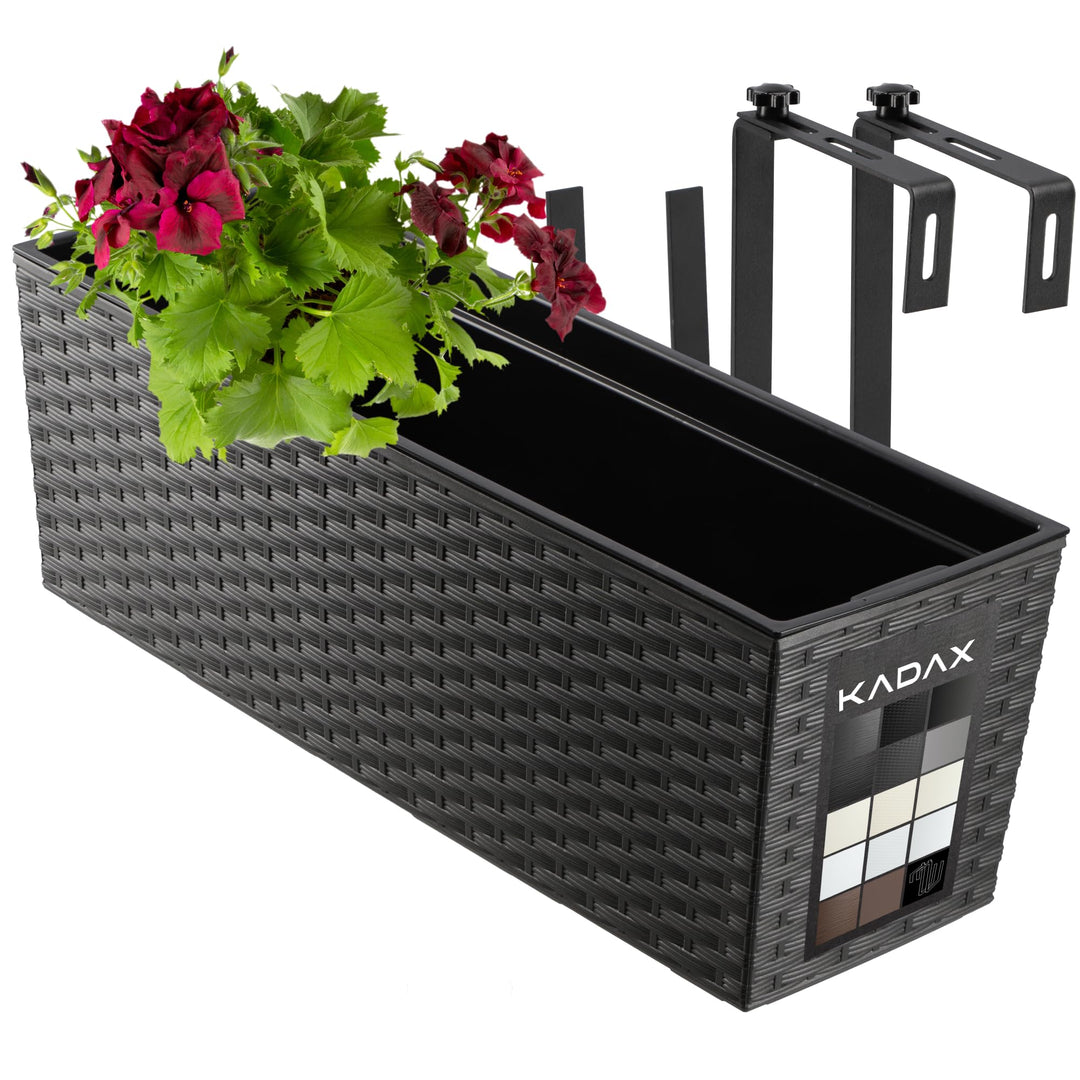 KADAX Blumenkasten aus Kunststoff, 18,5x56 cm, Pflanzkasten mit Einsatz, wetterfester Balkonkasten,