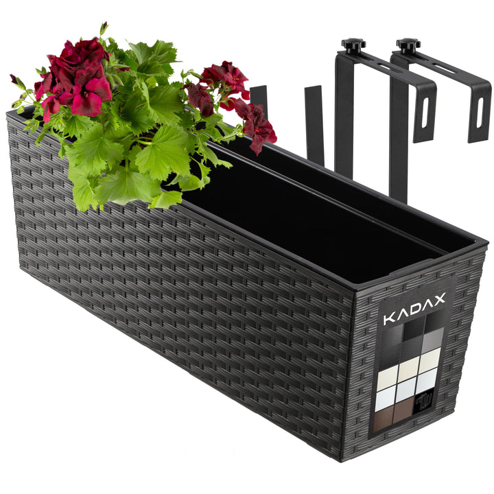 KADAX Blumenkasten aus Kunststoff, 18,5x56 cm, Pflanzkasten mit Einsatz, wetterfester Balkonkasten,