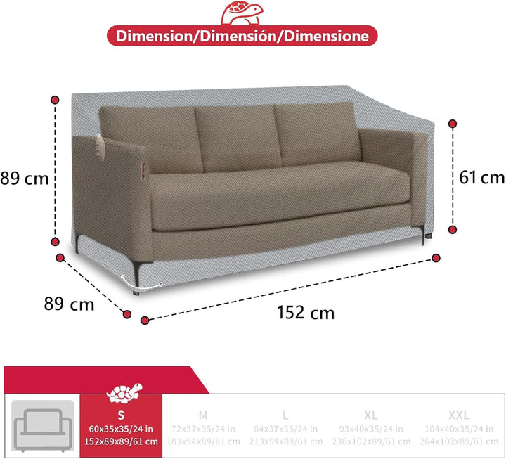 Turtle Life Gartensofa Abdeckung, Gartenbank Abdeckung Wasserdicht, Gartenbank Abdeckung für 2-3 Sit